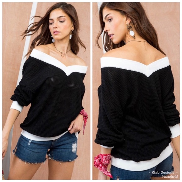 V-Neck Waffle Knit Top - Picture 1 of 3